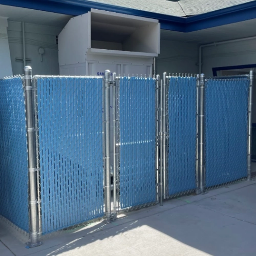 Chain Link Fence with Privacy Slats